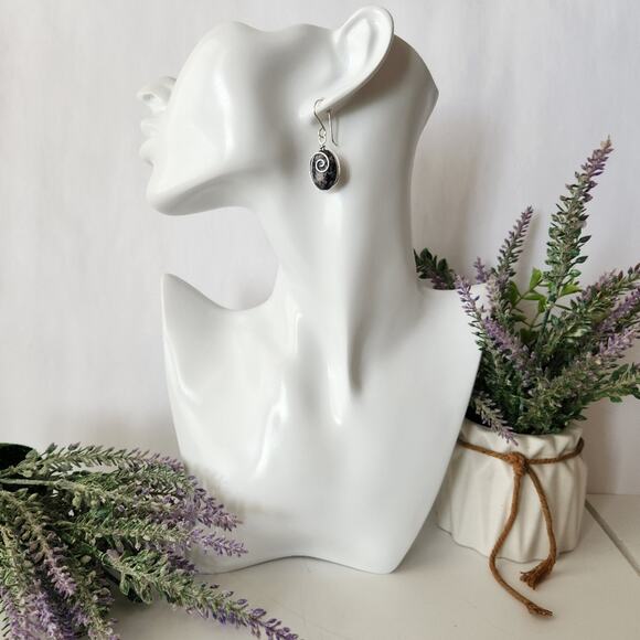 Blue Sodalite Stone Wire-wrapped Dangle Earrings / Minimalist Stone Earrings - Picture 10 of 11